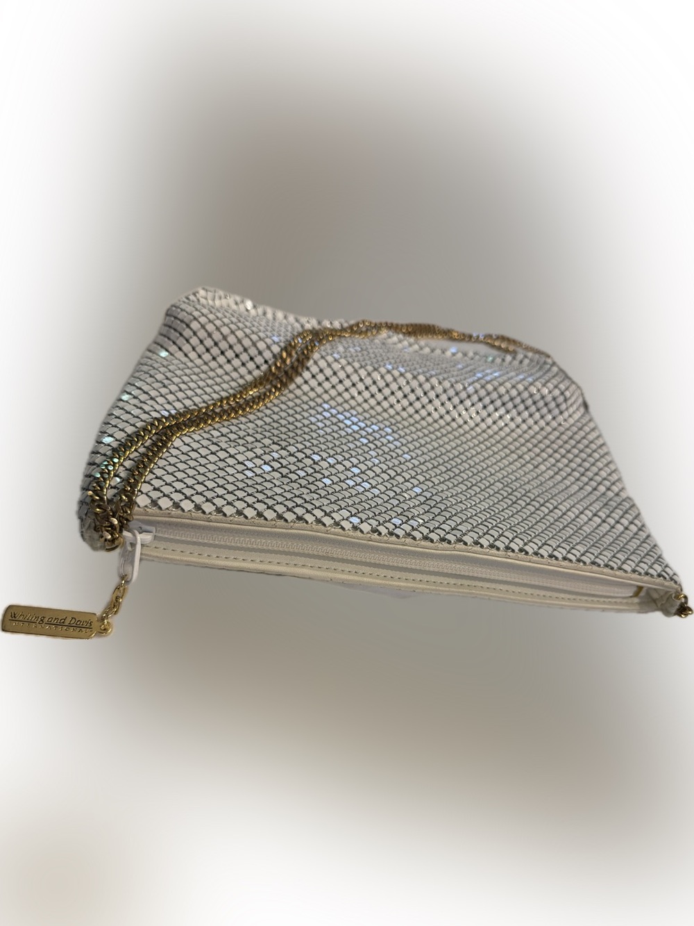 Whiting & Davis International White Metal Mesh Shoulder Bag Vintage, NWOT - Picture 3 of 13